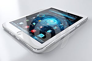 White Tablet Computer with Futuristic Interface