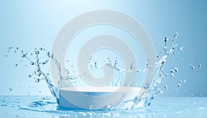 White Tablet Dissolving in Blue Water Splash