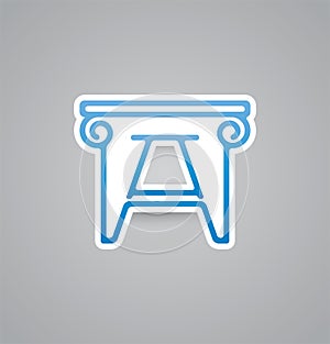 White tabouret icon on grey background. Vector illustration tabouret icon. eps10.