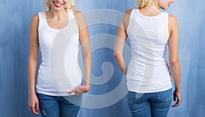 White tank top mockup, front and back