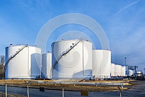 White tanks in tank farm