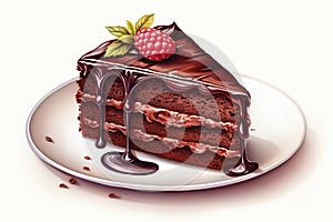 Slice brown background tasty cream cake sugar delicious dessert chocolate plate piece sweet food