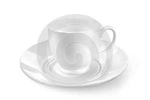 White tea or coffee cup with saucer