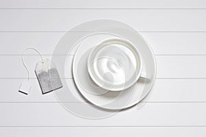 White Tea Cup Bag Background