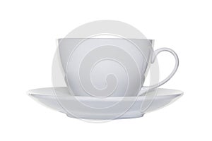 White tea cup and saucer cut out