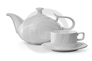 White teacup and teapot
