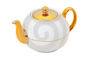 White teapot with gold