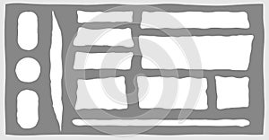 White tear notebook scrap vector illustration set.