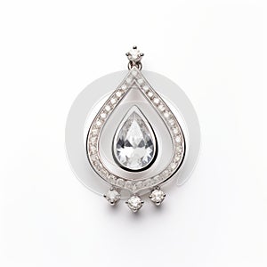 White Tear Pendant With Diamond Accents - High-key Lighting And Classical Symmetry