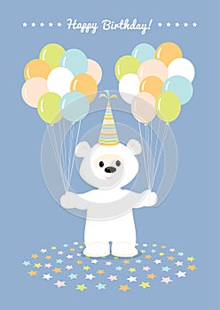 White teddy bear with balloons