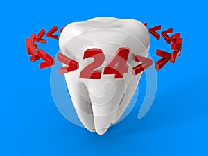 White teeth on blue background. 3d illustration
