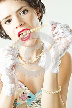 White teeth and pearls