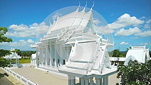 White temple of Wat Porn Prapha Nimit in chonburi timelapse