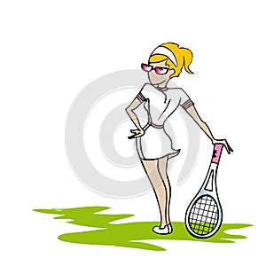 White tennis woman