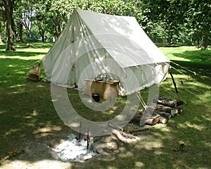 White tent in campground