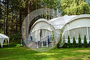 White tent for wedding ceremonies