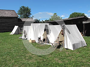 White tents at Civil War camp