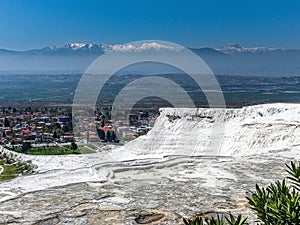 White terraces from Travertin, marble and gypsum in Pamukkale, T