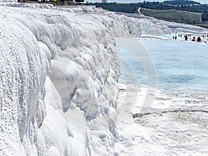 White terraces from Travertin, marble and gypsum in Pamukkale, T