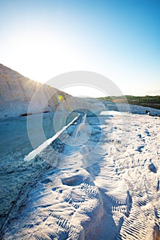 White terraces with turquoise thermal water pools - Pamukkale