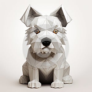White Terrier: A Low Poly Dog In Modular Constructivism Style