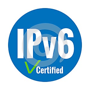 White text IPv6 certified on blue background. Green check mark.