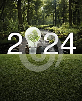 Happy new year 2024 ecological cover concept, Generative AI