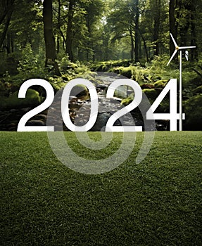 Happy new year 2024 ecological cover concept, Generative AI