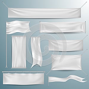 White textile banners and flags