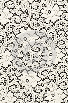 White textile with stylized flowers