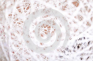 White texture background, fragment of white thread round surface photo