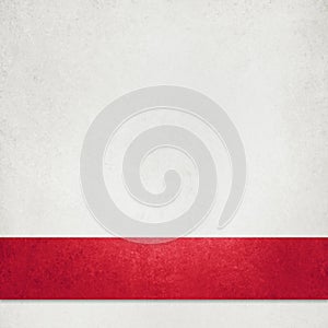 White textured paper background illustration with elegant rich red Christmas ribbon or stripe in layered material design