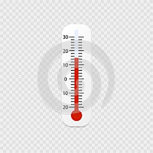 White thermometer icon on a grey background