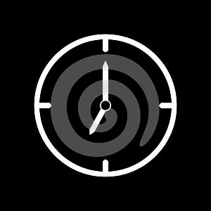 White thin line clock icon 7 o`clock - vector illustration
