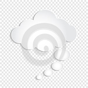 White Thought Bubble Cloud on Transparent Background, stock vector illustration