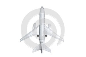 White three-engine wide-body jet airliner toy isolated