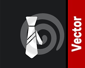 White Tie icon isolated on black background. Necktie and neckcloth symbol. Vector Illustration