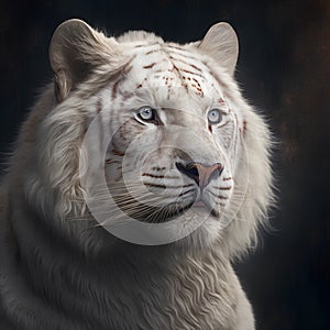 White tiger on a dark background. 3d rendering, 3d illustration.