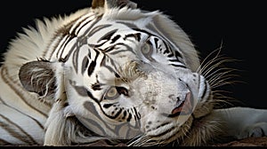 A white tiger laying down, AI