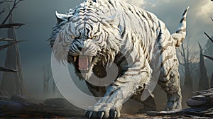 white tiger. Majestic spiritual white tiger. generative ai