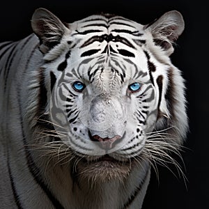 White tiger portrait, animal art