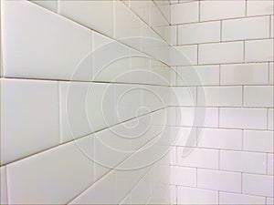 White Tile Shower Subway Pattern