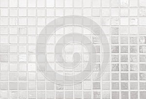 White tile wall chequered background bathroom texture. Ceramic brick wall and floor tiles mosaic background in bathroom and