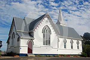 White timber church building