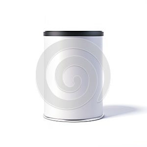 White tin can with black cap. 3d rendering