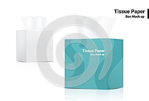 White Tissue Box Mock up Realistic product  packaging on white background vector photo