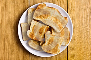 White toasted bread on plate