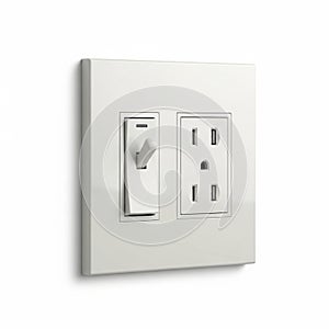 White Light Switch and Electrical Outlet on a White Wall power socket toggle switch