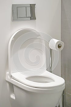 White toilet in the bathroom in luxury hotel