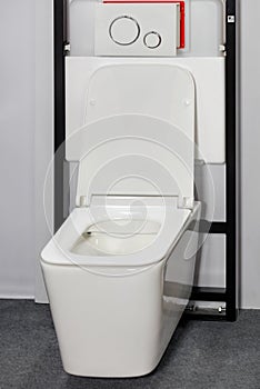 White toilet bowl with wall hanging system